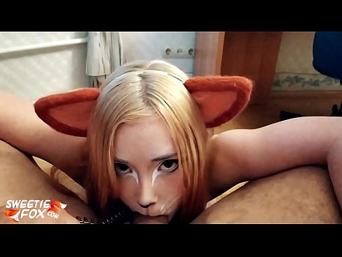 ❤️ キツネがチンポを飲み込み、口の中にザーメンを出す ❤❌ 美女ポルノ ❌️❤